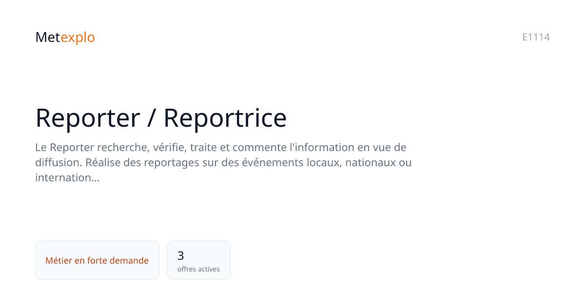 Reporter / Reportrice : salaire, compétences, perspectives | Metexplo